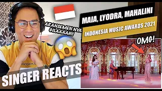 MAIA - LYODRA - MAHALINI KOLABORASI [INDONESIA MUSIC AWARDS 2021] | SINGER REACTION