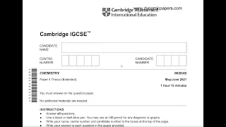 IGCSE Chemistry May June 2021 P4 variant 2 exam