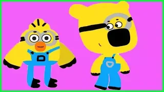 Be-Be-bears in suits of Minions - Draw characters in costumes  fun and educational video!