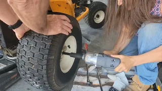 HOW TO REMOVE A STUCK WHEEL ON CUB CADET RIDING MOWER