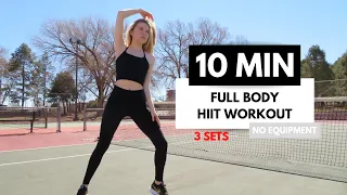 10 MIN FULL BODY HIIT WORKOUT - At home workout - No equipment - 3 sets