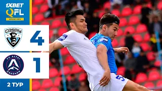 Каспий 4:1 Алтай | 1XBET QFL Бірінші Лига 2024 | 2 тур | Ойынға шолу, 12.04.2024