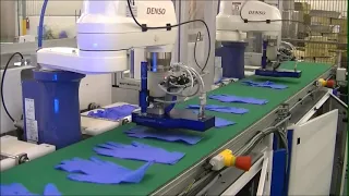 Latex gloves packing line powered by Vuototecnica customized Octopus vacuum head