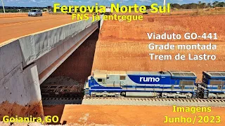 FERROVIA NORTE SUL Goianira - TREM DE LASTRO - VIADUTOS - GRADE MONTADA - Junho/23 - 4k