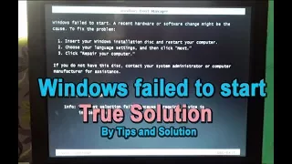 Windows failed to start !! how To Fix this problem !! hindi