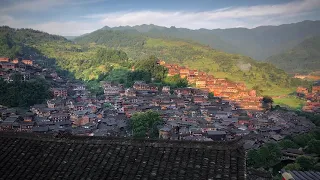 Full view of Xijiang Miao village in Guizhou province, lived more than 1000 units.