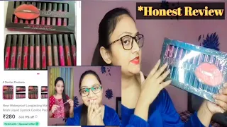 *Honest Review || Huda Beauty 12 Shades Set of liquid Matte lipstick Review from Meesho #meesho