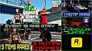 [BONUS SPÉCIAL] 4 ITEMS RARES + 3 MOTIF D’ARMES + 4 VÉHICULES LIMITÉS & 4xGTA$/RP SUR GTA ONLINE