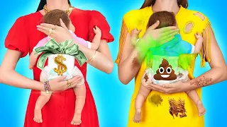 RICH PREGNANT VS BROKE PREGNANT || Funny Pregnancy Moments And Ideas by 123 GO!