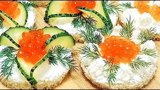 4-Top snacks for the New Year 2024!!! Delicious and Beautiful sandwiches with red caviar