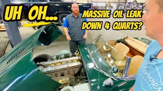 Everything wrong with the Cheapest E Type Jaguar S1 roadster, with the WORST OIL LEAK EVER!