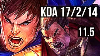 GAREN vs DARIUS (TOP) (DEFEAT) | 17/2/14, 9 solo kills, 1200+ games, Legendary | EUW Diamond | v11.5