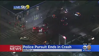 Pursuit Of Suspected Reckless Driver In South LA Ends In Crash, 1 In Custody