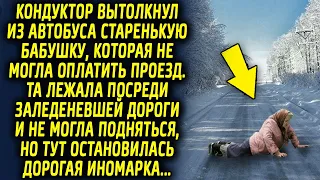 Бабушка в снежную погоду была на пути домой, тут рядом с ней остановилась дорогая иномарка…