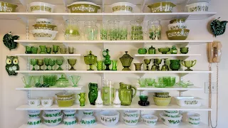 RETRO KITCHEN & DINING ROOM SPRING DECOR | Vintage Green Uranium Glass, Pyrex, Milk Glass, & More!