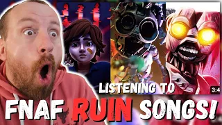 LISTENING to FNAF RUIN SONGS for the FIRST TIME! (NightCoveTheFox, JT Music, Rockit Music REACTION!)