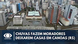 Chuva e nova cheia forçam moradores a deixarem casas mais uma vez em Canoas-RS  | Jornal da Noite