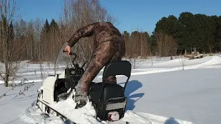 Буран и тайга и мотобуксировщик по пухляку.