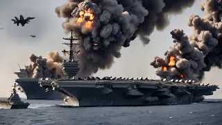 Today! Yemen's Houthis destroy a US aircraft carrier carrying 139 fighter jets in the Red Sea.