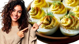 SUPER YUMMY Cream Cheese Deviled Eggs Recipe in Dill Mayonnaise Sauce