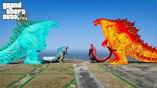 Team Atomic Giant Godzilla Earth vs Team Nuclear Giant Godzilla - The Battle of God ( GTA V Mods )