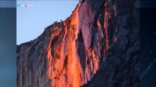 Yosemite Park 'Firewall': Hundreds gathered to capture rare waterfall colour in US