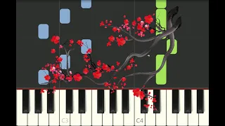 EASY piano tutorial "AKAI HANA" traditional Japanese song, with free sheet music (pdf), beginners