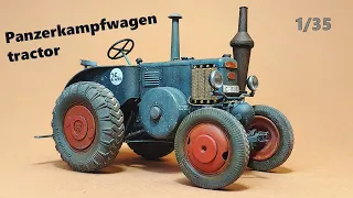 Panzerkampfwagen Tractor D8506 Finished. Lanz Buldog model in 1/35 scale from MiniArt. Painting