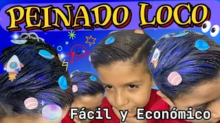 PEINADO LOCO 🪐✨️ GALAXIA Para NIÑO FACIL 😜