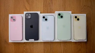 Unboxing de todas as cores dos iPhones 15 e 15 Plus!