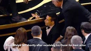 Rami Malek Falls Off Stage Oscars 2019