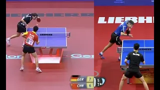 Timo Boll reverse pendulum serve against Ma Long in the 2017 World Cup