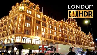 🌟London Christmas Lights🌟Knightsbridge Harrods & Harvey Nichols | London Night Walk 2021 [4K HDR]