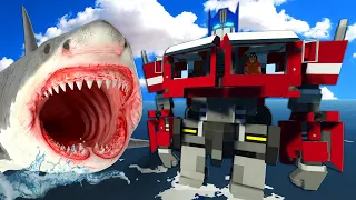 Optimus Prime Transformer PUNCHES a Megalodon in Stormworks!