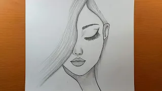 Desenhos a Lápis Fácil Passo a Passo Como Desenhar Rosto de Mulher Bonita, Tutorial Desenhos Fáceis