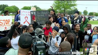 Students walk out of Wilmer-Hutchins High School