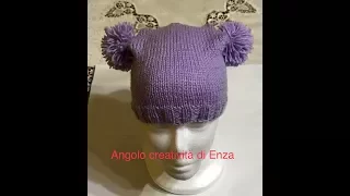 Cappello ai ferri con pon pon -Maglia facile/Knitted hat/Sombrero de punto