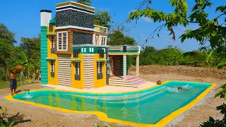 [Full Video] Building Creative A Modern 3-Story Mud Villa House & Swimming Pool By Ancient Skills