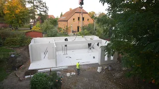 Montage einer Beton-Doppelgarage mit Anbau von Concept Beton