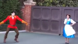 Belle tries to get away from gaston