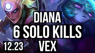 DIANA vs VEX (MID) | 6 solo kills, 300+ games | EUW Diamond | 12.23