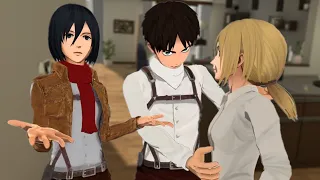 Eren, Mikasa e Historia respondem no Aot Vr