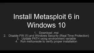 How to install Metasploit 6 in Windows 10   install fix firewall issue update PATH