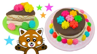 Pukkins bakar en rolig tårta - Lek och lär dig färger med Play Doh lera  - Lek med oss