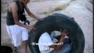 Tire Rolling Accident: Guy Eats It