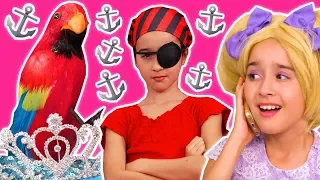 Magic Pirate Princess Pranks ⚓ Olivia Turns Into A Parrot! - Princesses In Real Life | Kiddyzuzaa