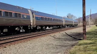 Amtrak #94 leads the westbound Pennsylvanian at Lewistown, PA (03/26/2023)