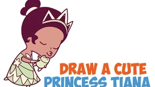 How to Draw Princess Tiana from The Princess and the Frog Step by Step (Cute, Kawaii, Chibi) Easy