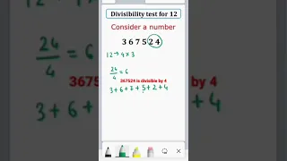 12 Divisibility Test || Divisibility for 12 #ytshorts #divisibility  #youtubeshorts #shorts #viral