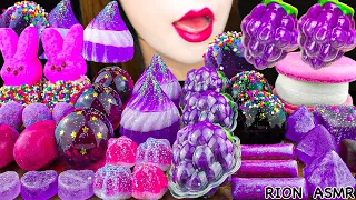 【ASMR】PURPLE DESSERTS💜 GRAPE GUMMY,KYOHO JELLY,MINI HEART KOHAKUTO MUKBANG 먹방 EATING SOUNDS